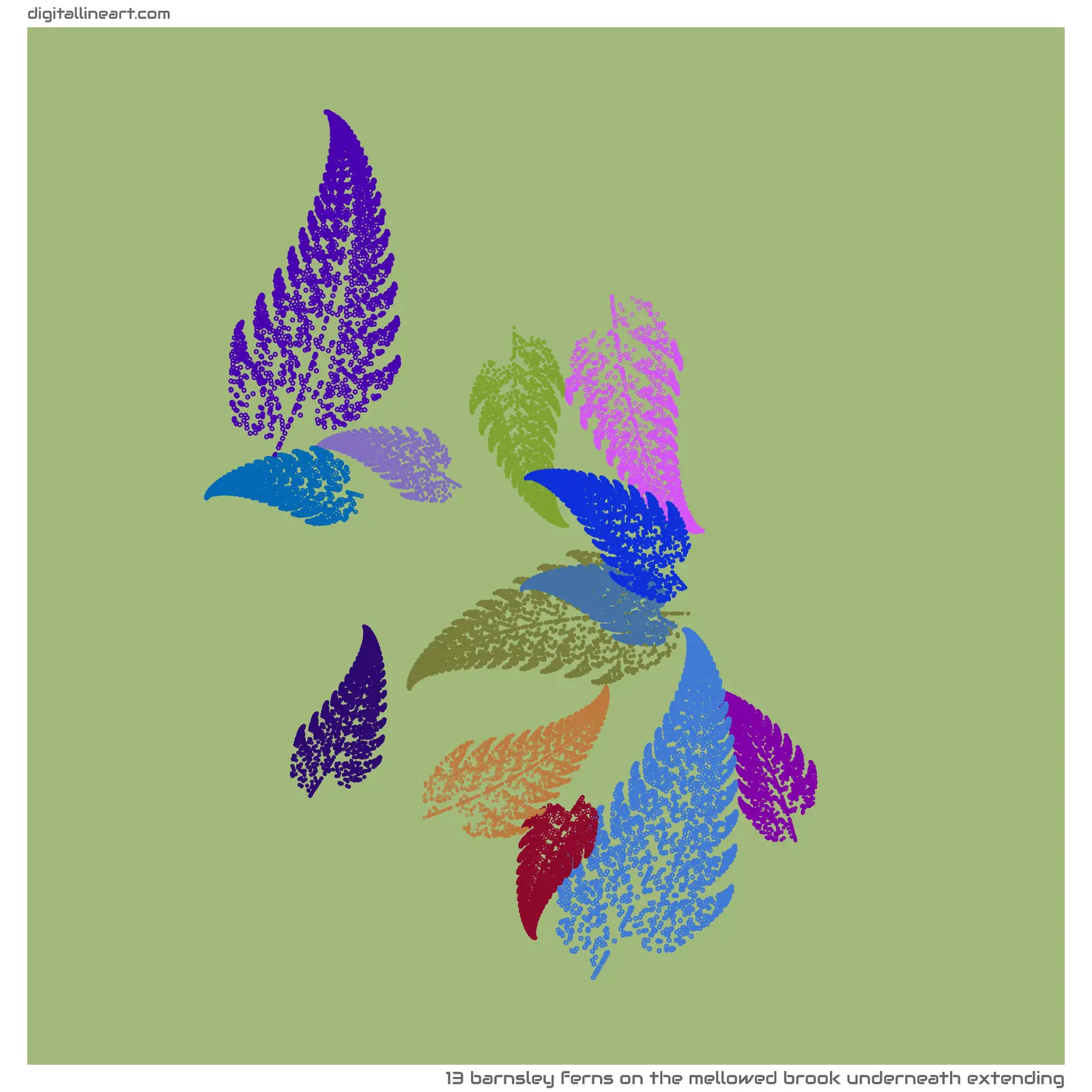 The Mellowed Brook underneath Extending — 13 Barnsley ferns