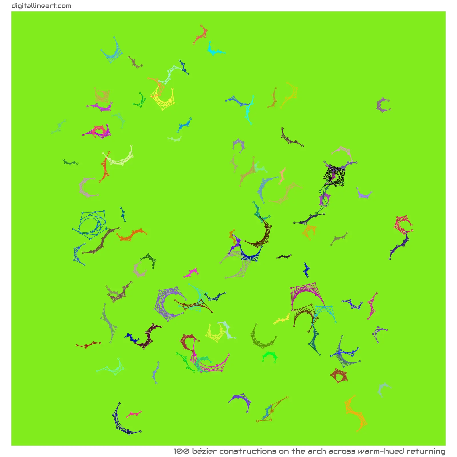The Arch across Warm-hued Returning — 100 bézier constructions