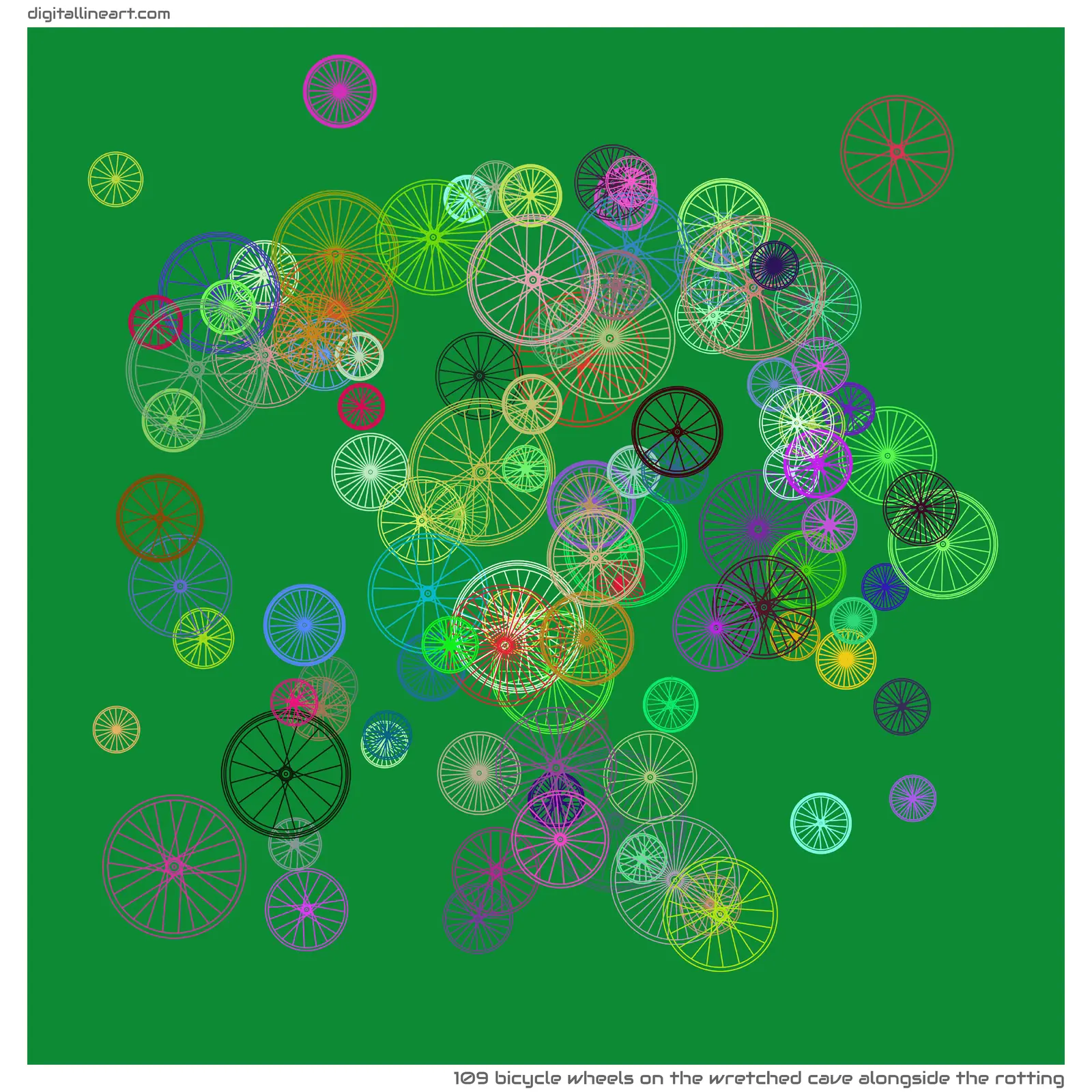 The Wretched Cave alongside the Rotting — 109 bicycle wheels