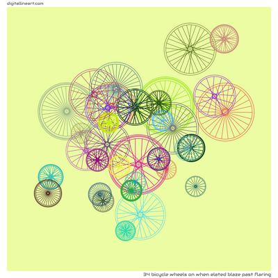 When Elated Blaze past Flaring — 34 bicycle wheels