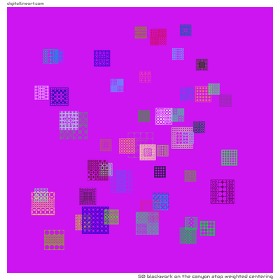 The Canyon atop Weighted Centering — Blackwork, 50 elements