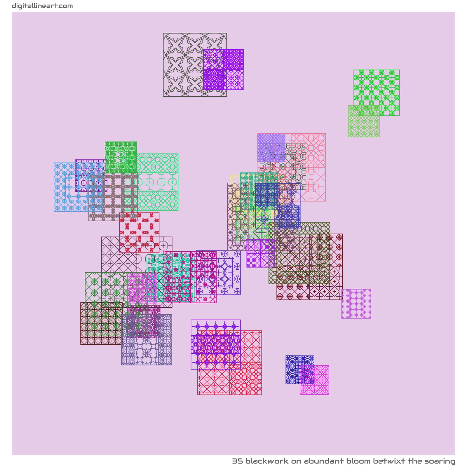 Abundant Bloom betwixt the Soaring — Blackwork, 35 elements