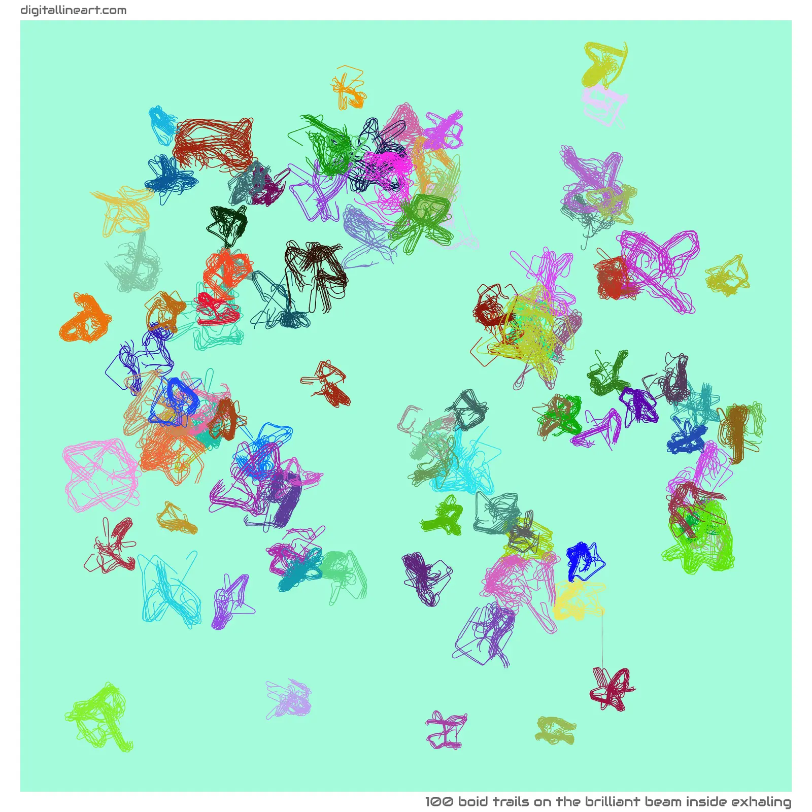The Brilliant Beam Inside Exhaling — 100 boid trails