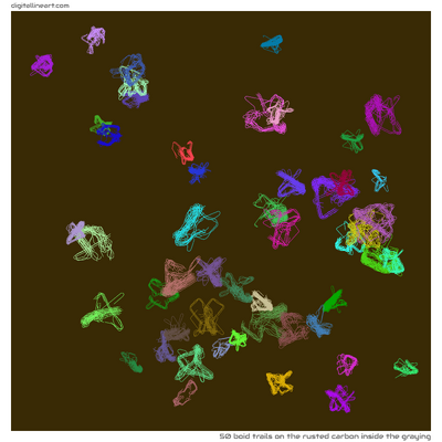 The Rusted Carbon Inside the Graying — 50 boid trails
