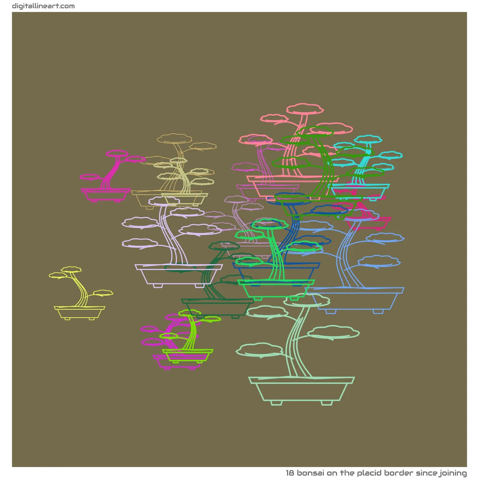 The Placid Border Since Joining — Bonsai, 18 elements