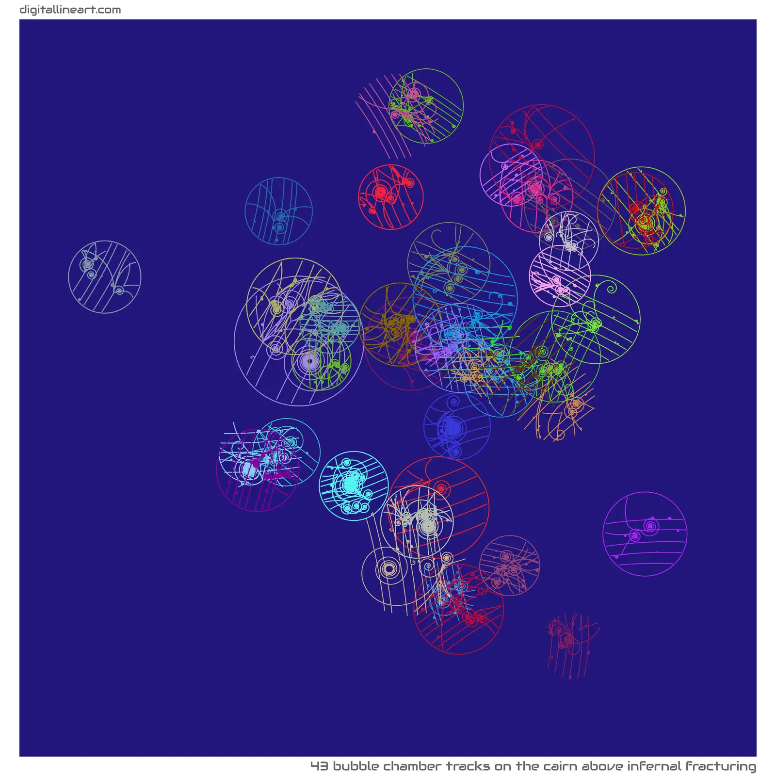 The Cairn above Infernal Fracturing — 43 bubble chamber tracks