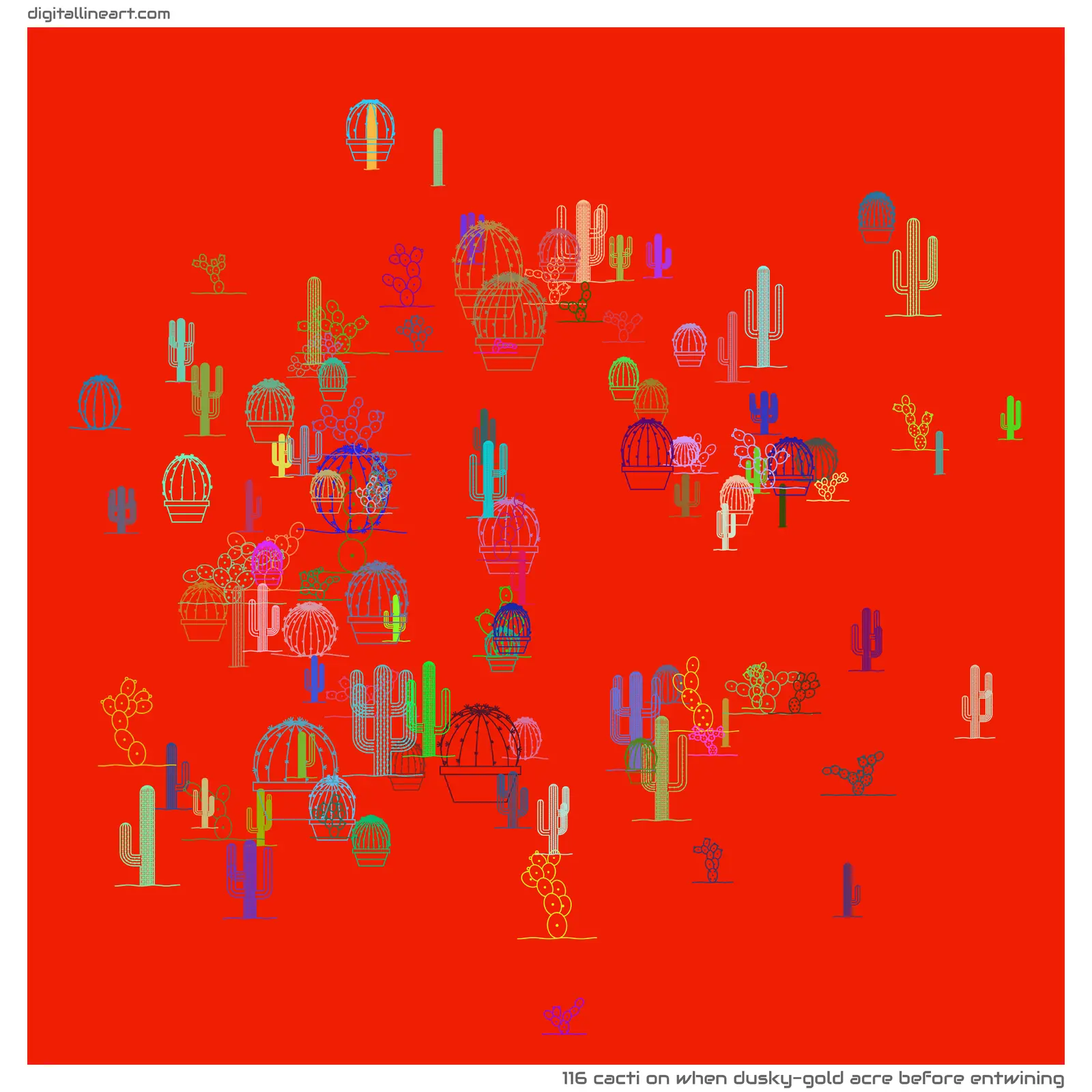 When Dusky-gold Acre before Entwining — Cacti, 116 elements