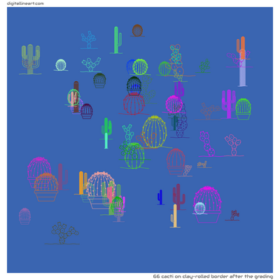 Clay-rolled Border after the Grading — Cacti, 66 elements