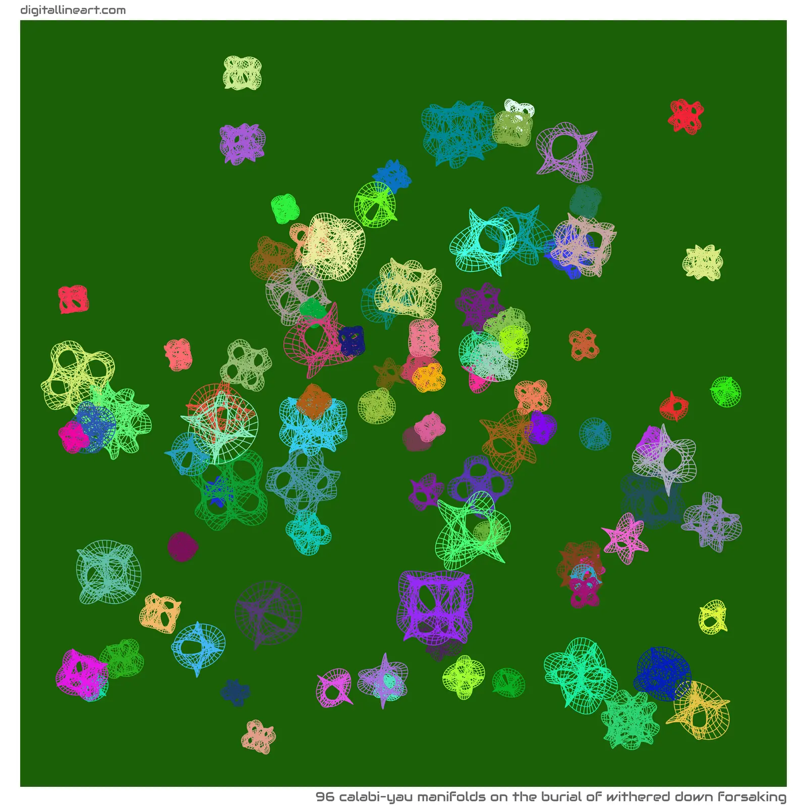 The Burial of Withered down Forsaking — 96 calabi–yau manifolds