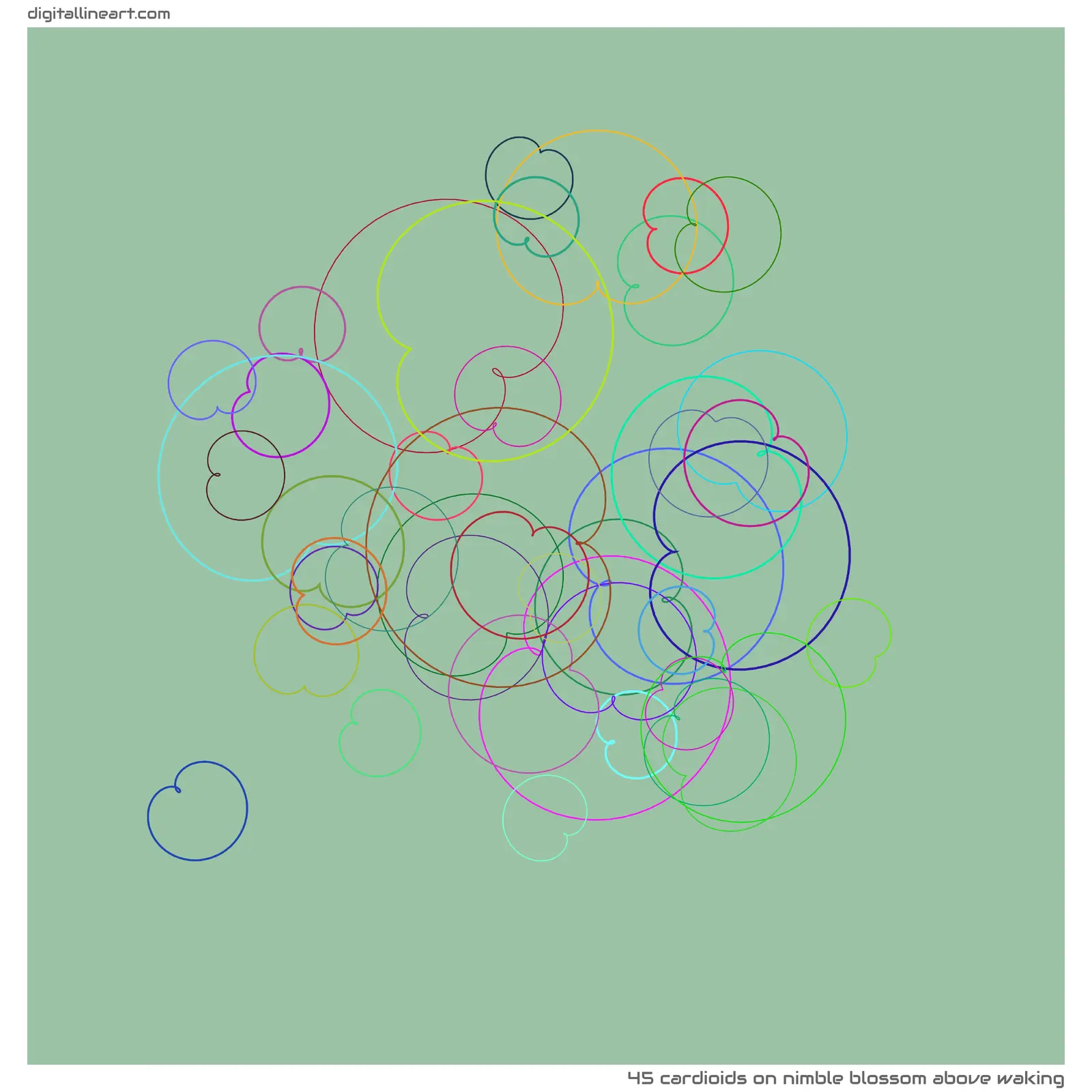 Nimble Blossom above Waking — 45 cardioids