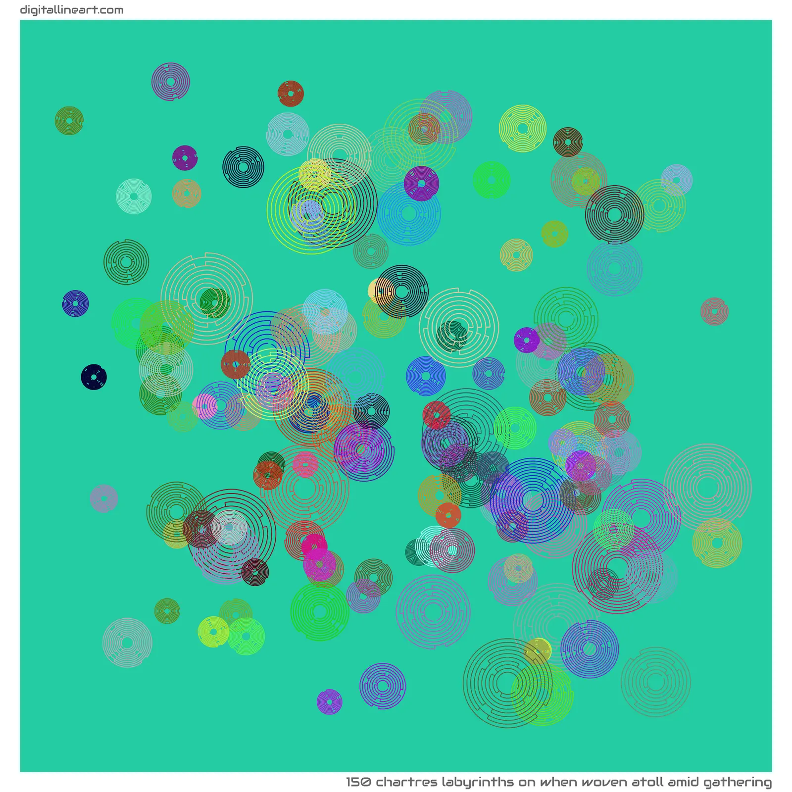 When Woven Atoll amid Gathering — 150 Chartres labyrinths