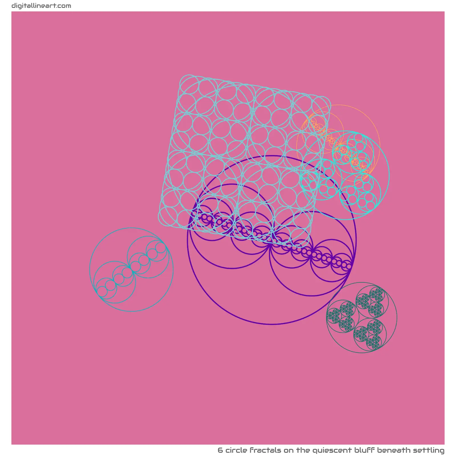 The Quiescent Bluff beneath Settling — 6 circle fractals
