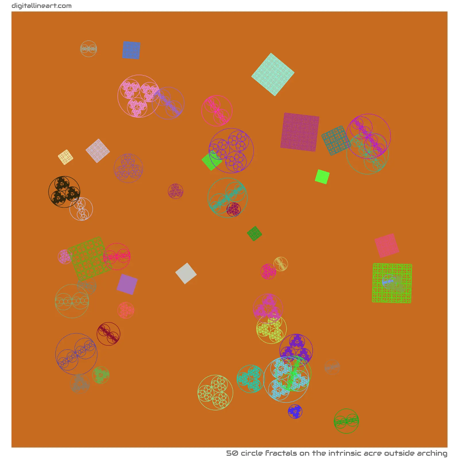 The Intrinsic Acre outside Arching — 50 circle fractals