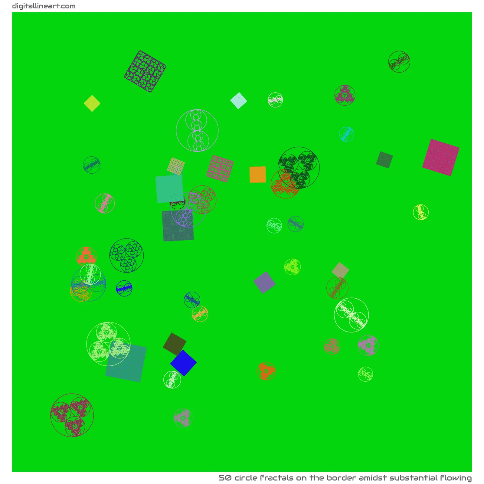 The Border amidst Substantial Flowing — 50 circle fractals