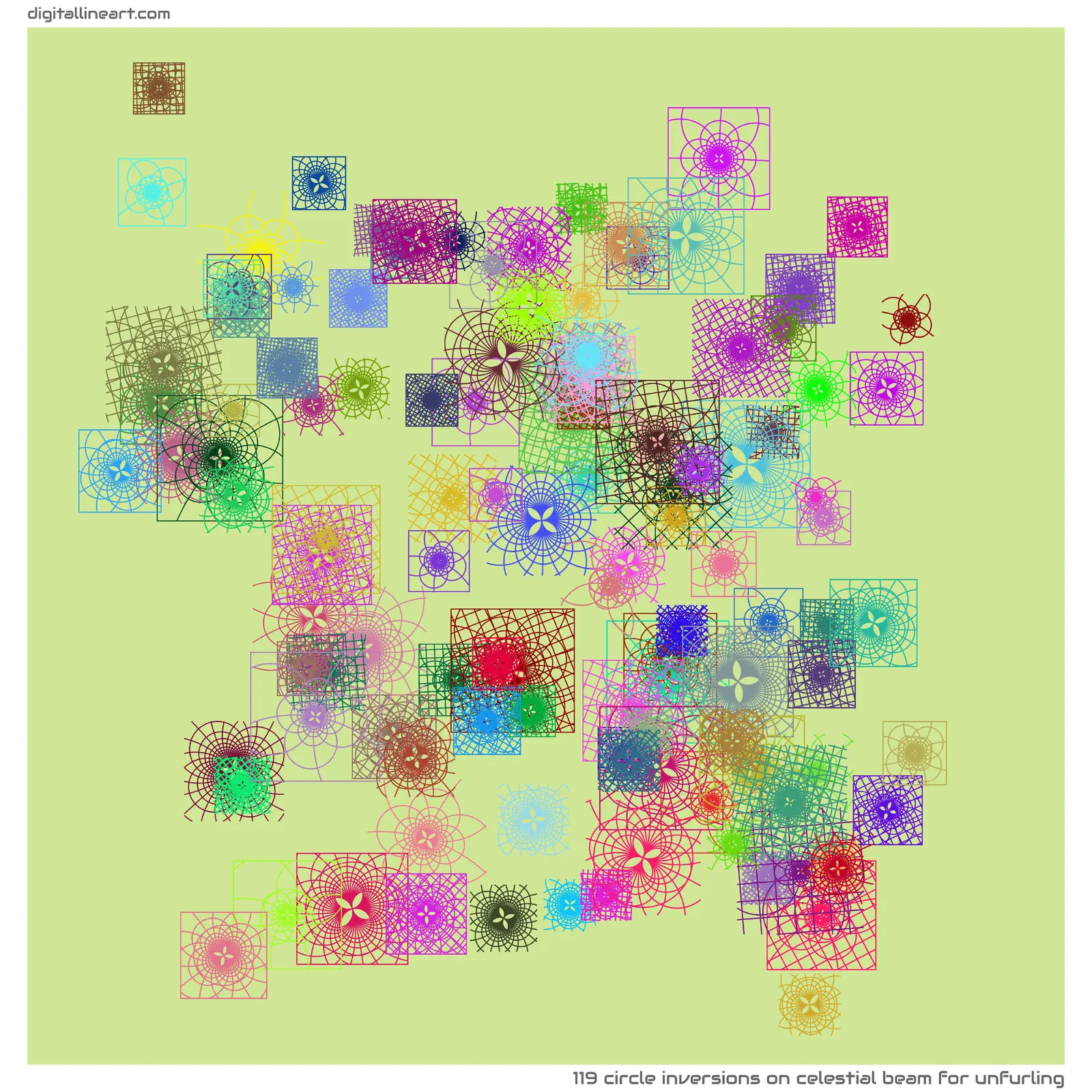 Celestial Beam for Unfurling — 119 circle inversions