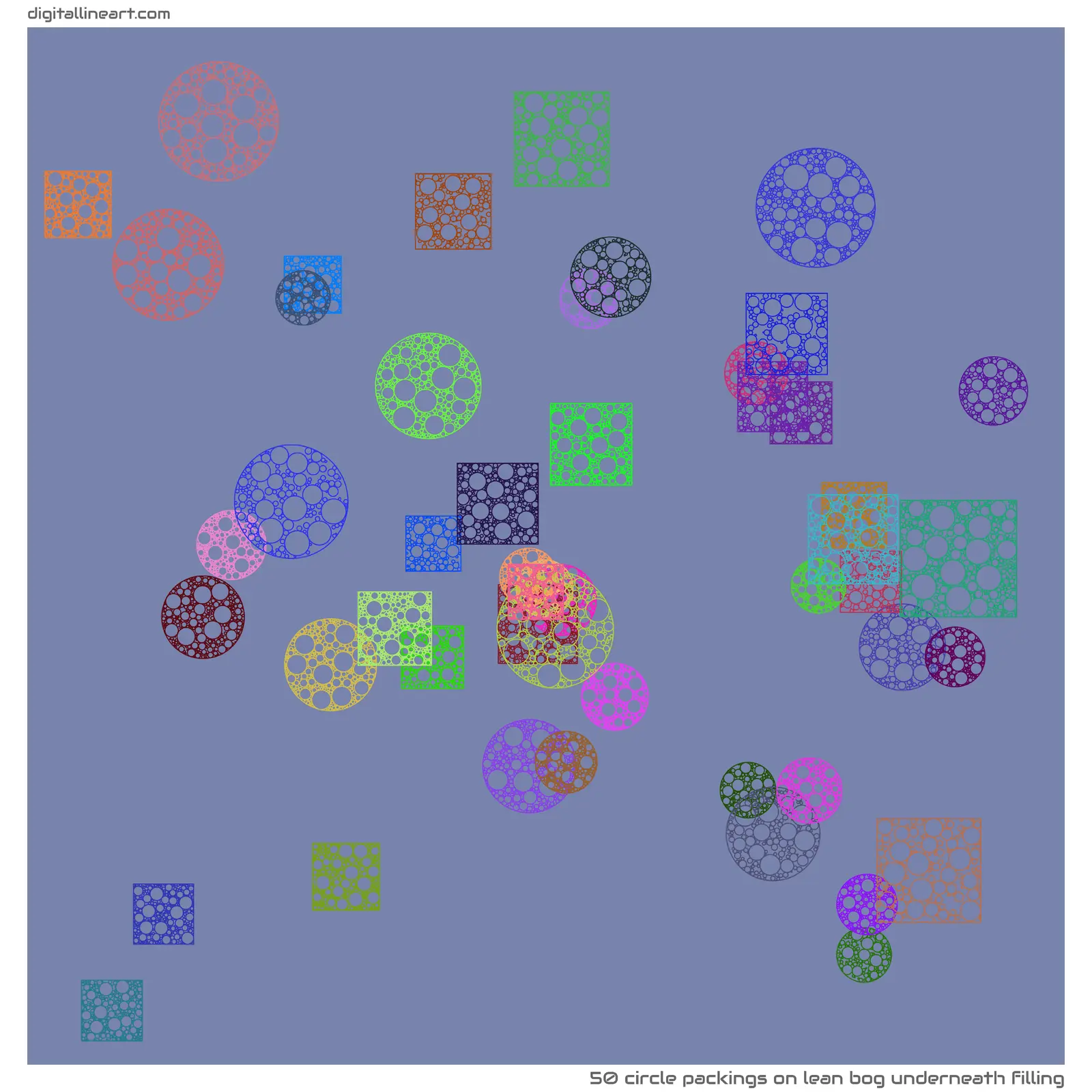 Lean Bog underneath Filling — 50 circle packings