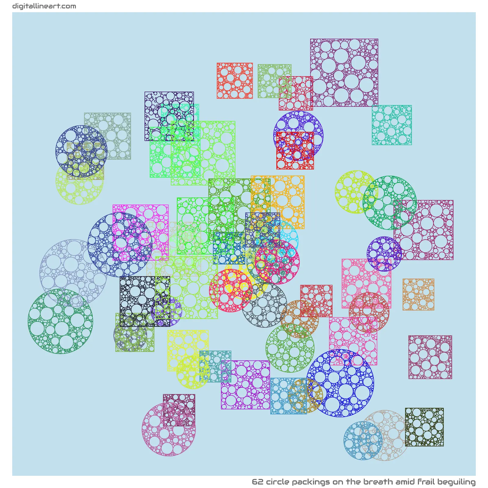 The Breath amid Frail Beguiling — 62 circle packings