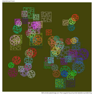 The Lugubrious Burial beside Sundering — 68 circle packings