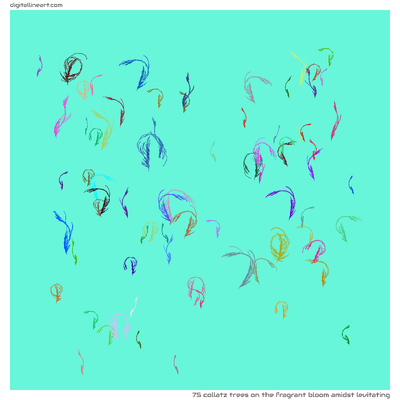 The Fragrant Bloom amidst Levitating — 75 collatz trees