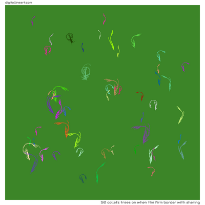 When the Firm Border with Sharing — 50 collatz trees
