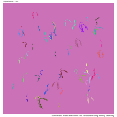 When the Temperate Bog among Drawing — 50 collatz trees