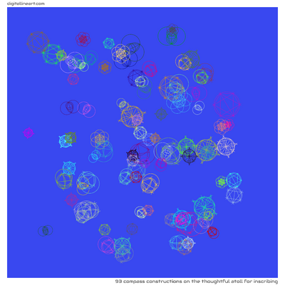 The Thoughtful Atoll for Inscribing — 93 compass constructions