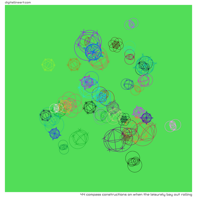 When the Leisurely Bay out Rolling — 44 compass constructions