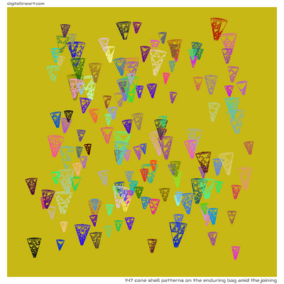 The Enduring Bog amid the Joining — 147 cone shell patterns