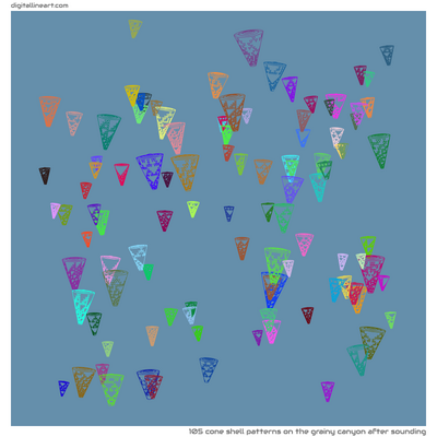 The Grainy Canyon after Sounding — 105 cone shell patterns