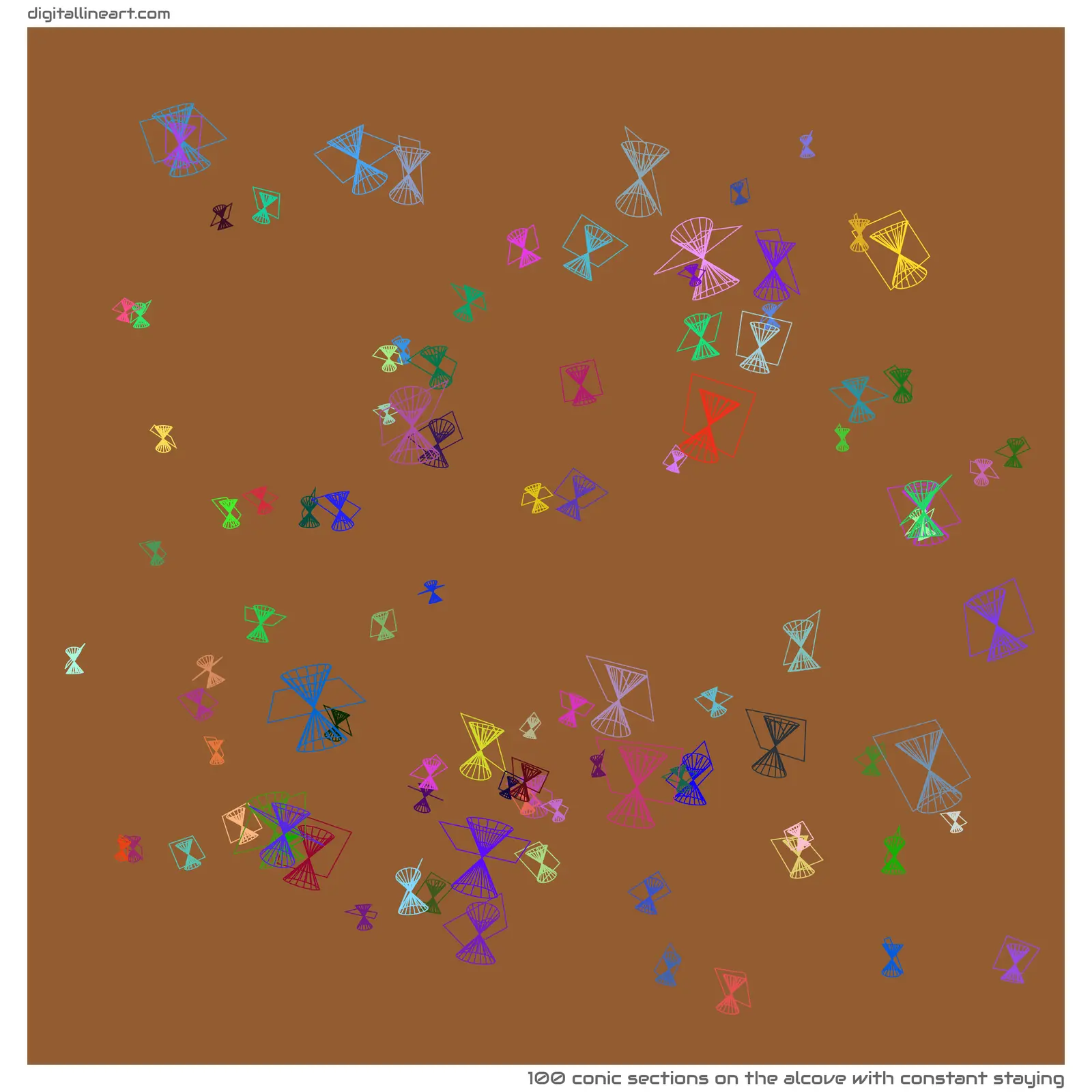 The Alcove with Constant Staying — 100 conic sections
