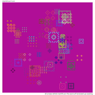 The Acre of Bronzed up Cooling — 61 cross-stitch motifs
