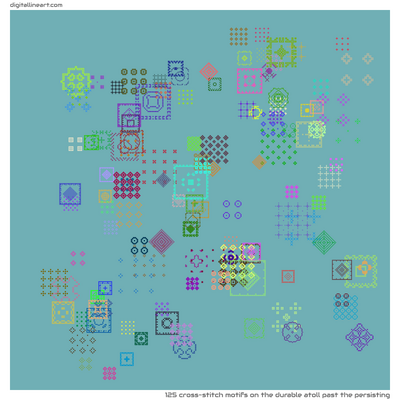The Durable Atoll past the Persisting — 125 cross-stitch motifs