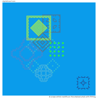 The Stained Atoll with Fitting — 8 cross-stitch motifs