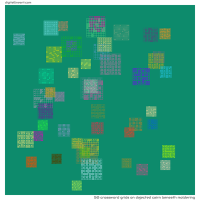 Dejected Cairn beneath Moldering — 50 crossword grids