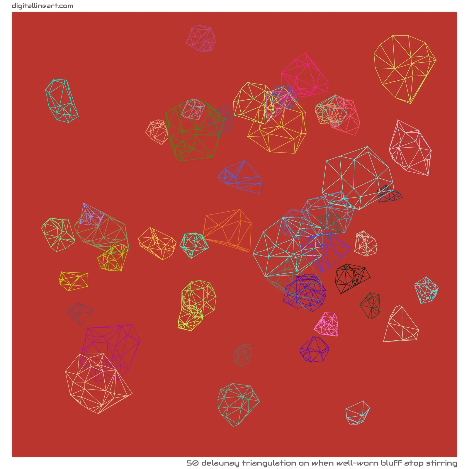 When Well-worn Bluff atop Stirring — Delaunay Triangulation, 50 elements