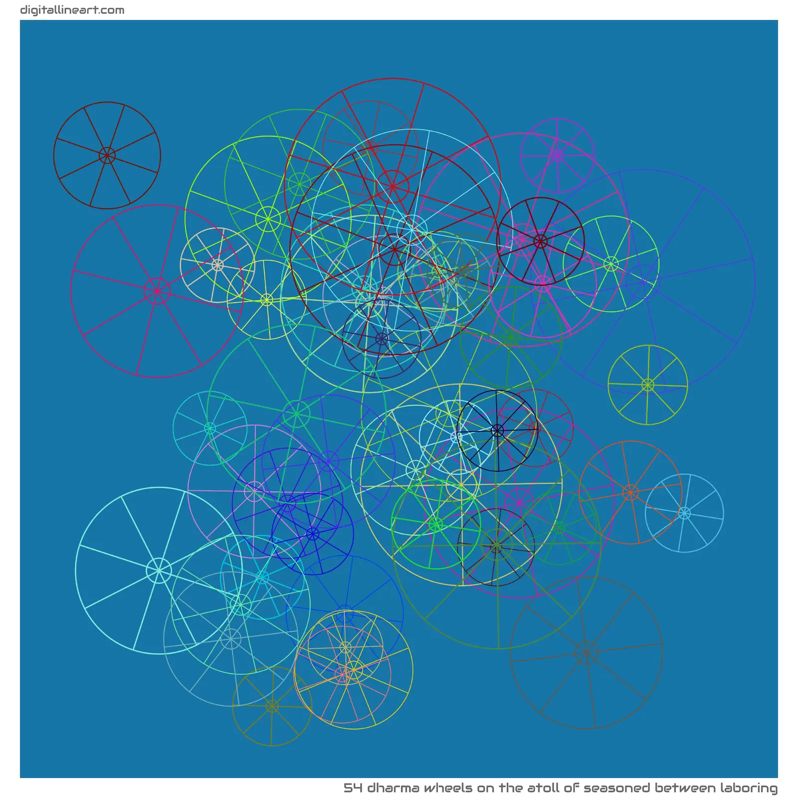 The Atoll of Seasoned between Laboring — 54 dharma wheels