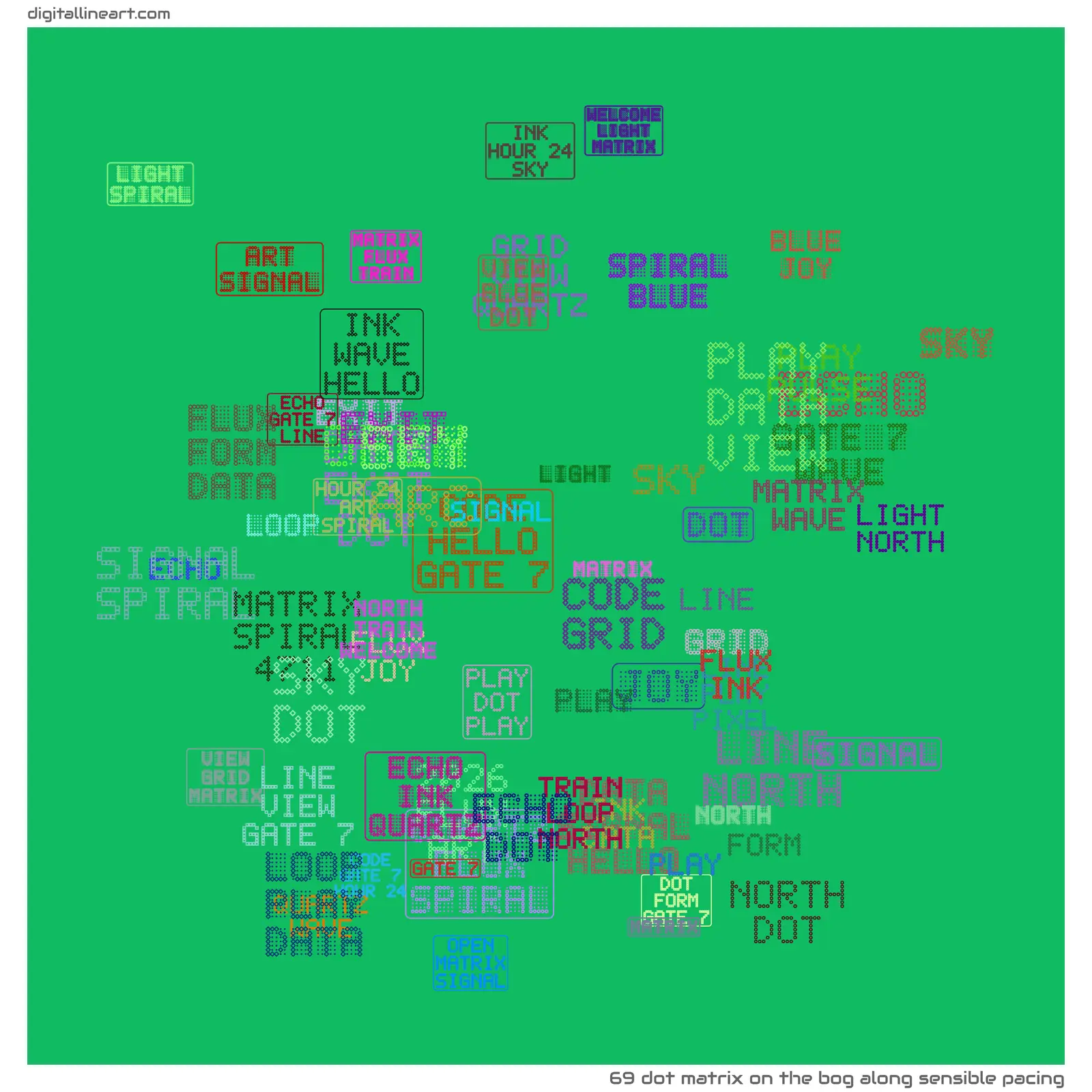 The Bog along Sensible Pacing — Dot Matrix, 69 elements