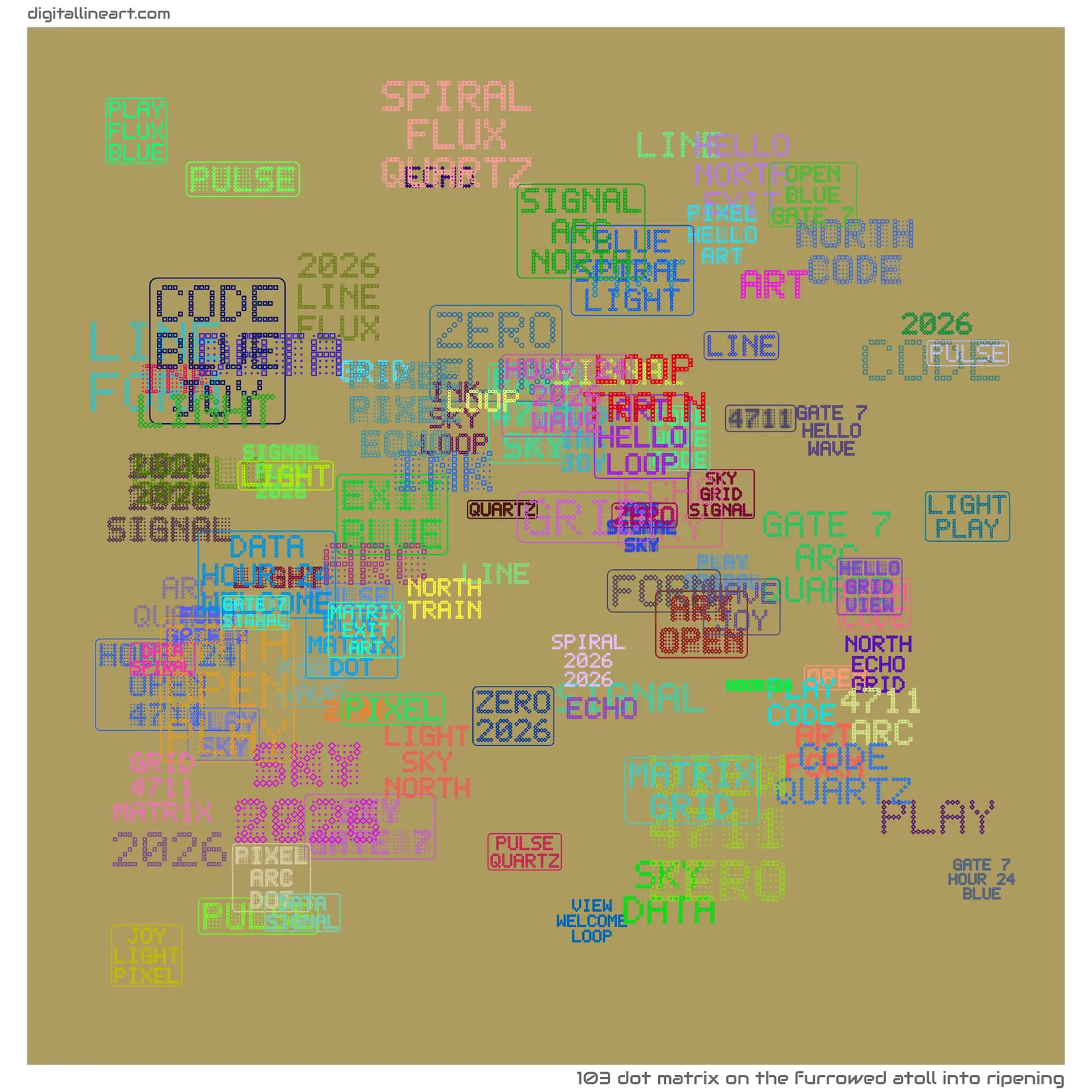 The Furrowed Atoll into Ripening — Dot Matrix, 103 elements