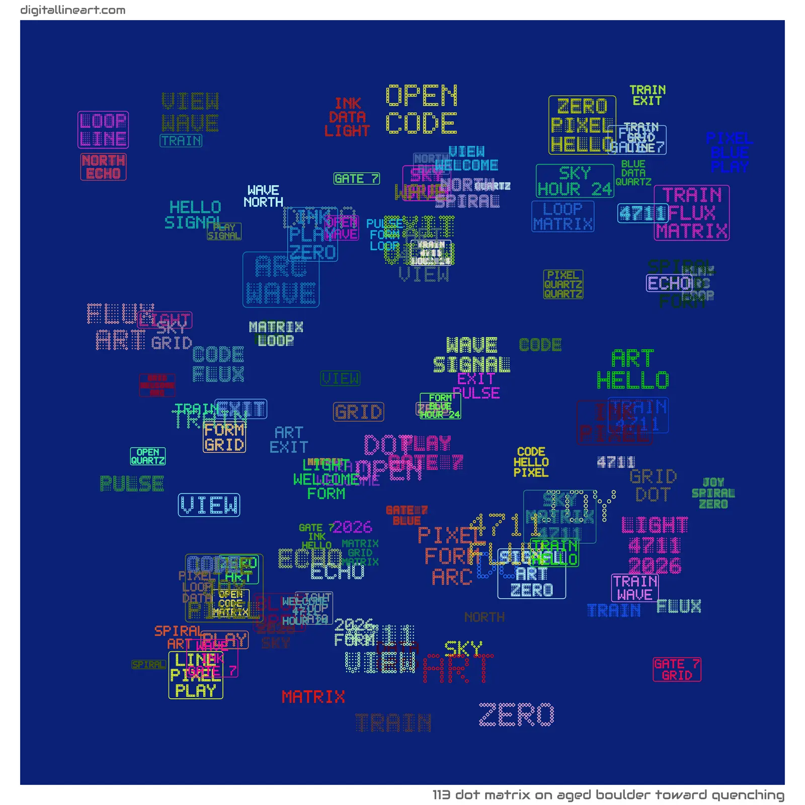 Aged Boulder toward Quenching — Dot Matrix, 113 elements
