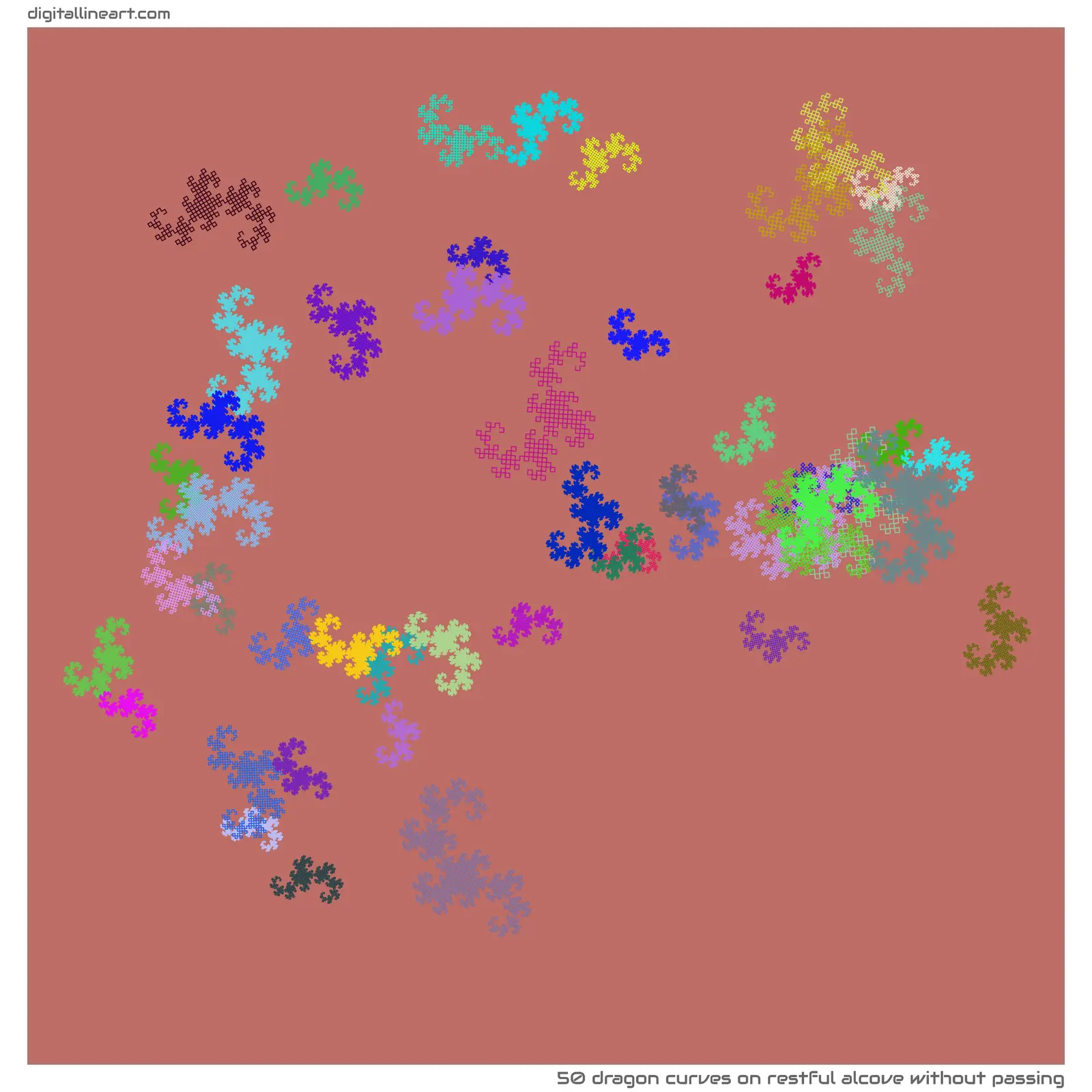 Restful Alcove without Passing — 50 dragon curves