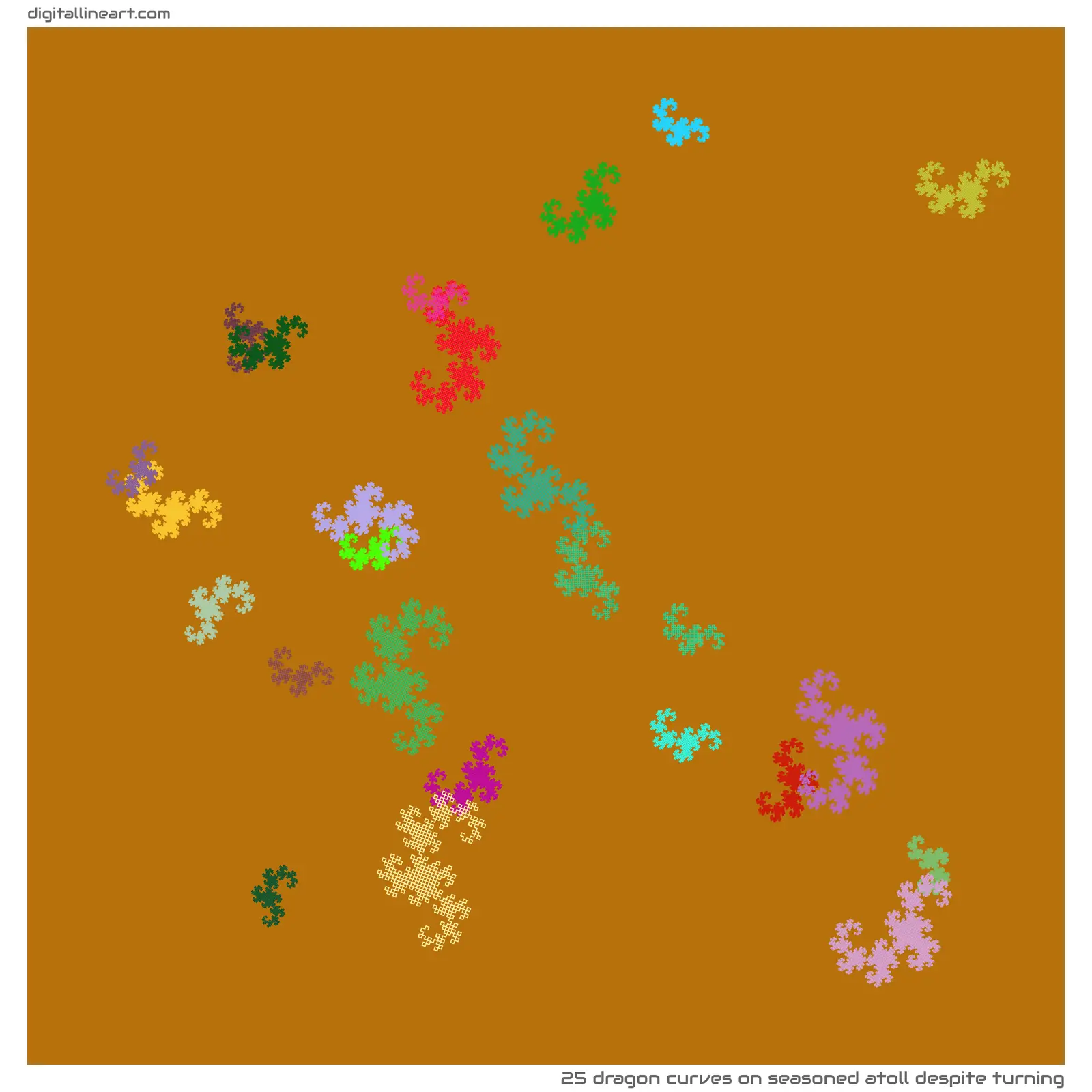 Seasoned Atoll despite Turning — 25 dragon curves