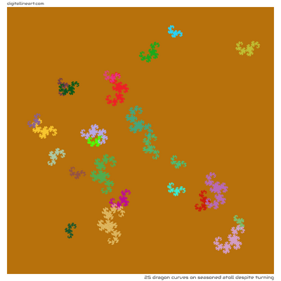 Seasoned Atoll despite Turning — 25 dragon curves