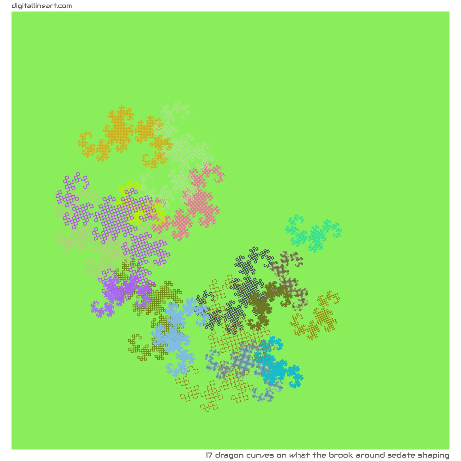What the Brook Around Sedate Shaping — 17 dragon curves