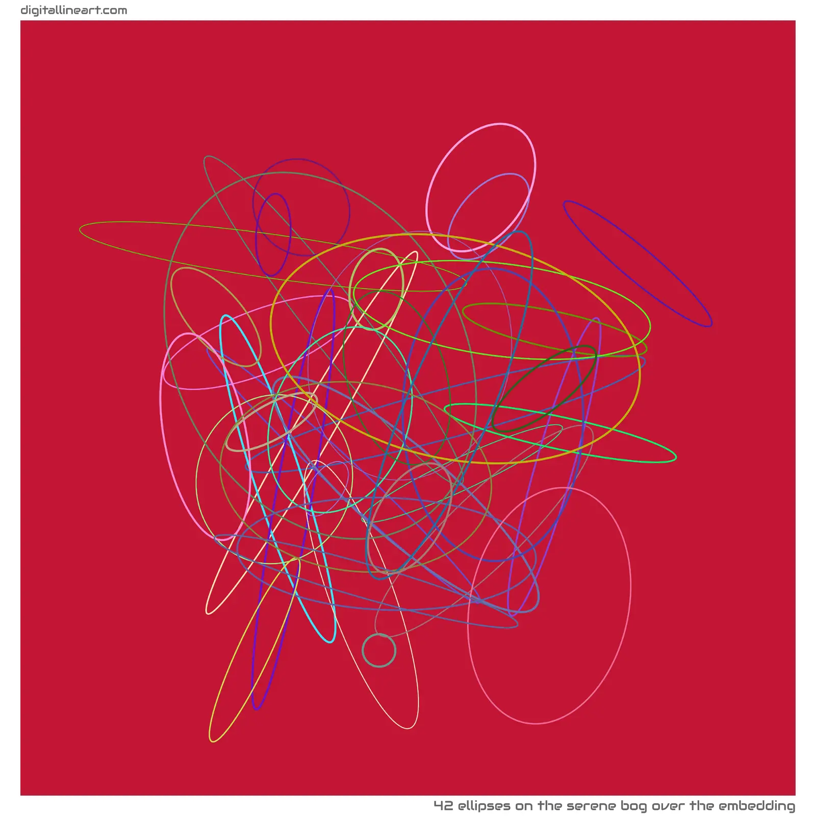 The Serene Bog over the Embedding — 42 ellipses