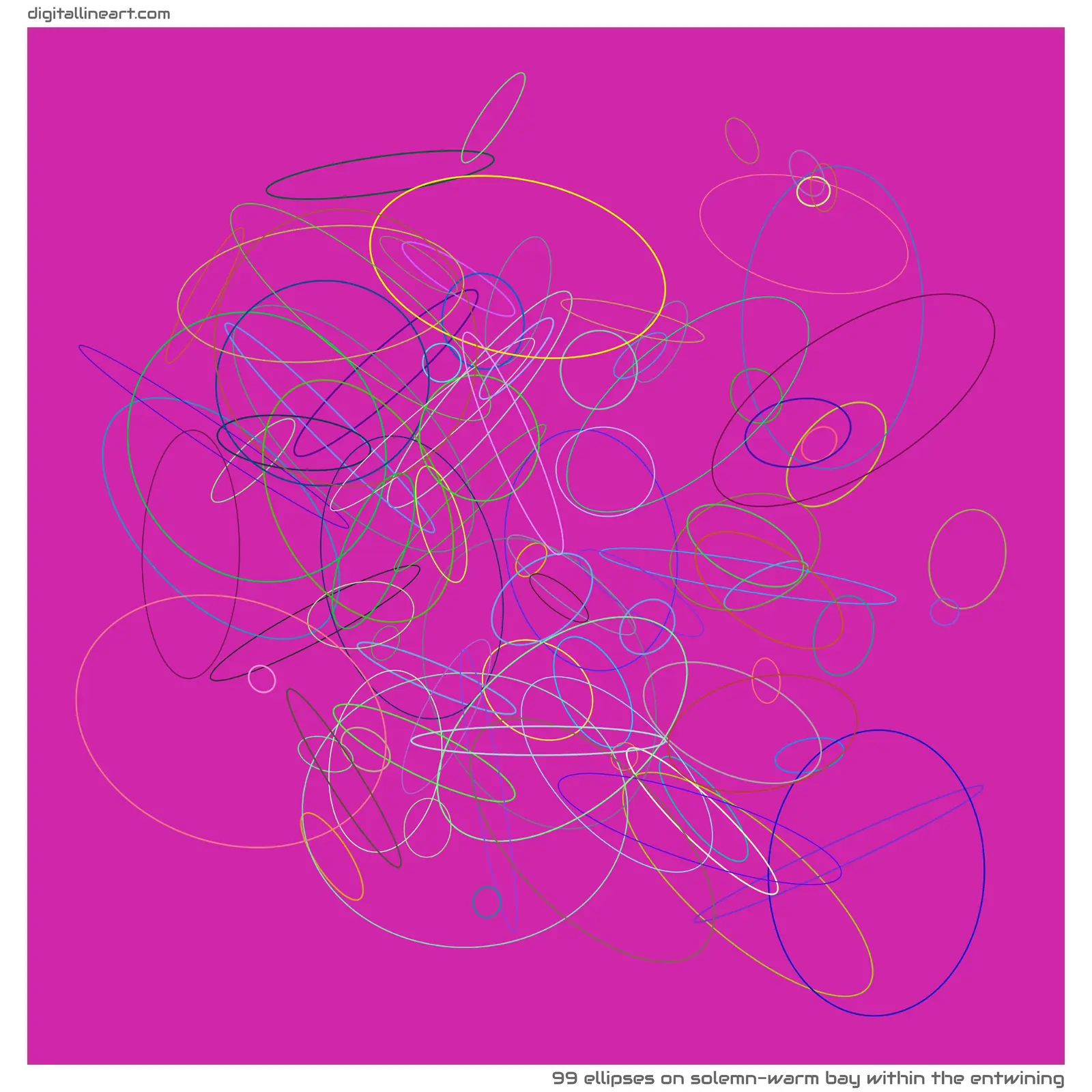 Solemn-warm Bay within the Entwining — 99 ellipses