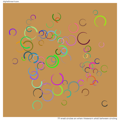 When Timeworn Atoll between Circling — 77 ensō circles
