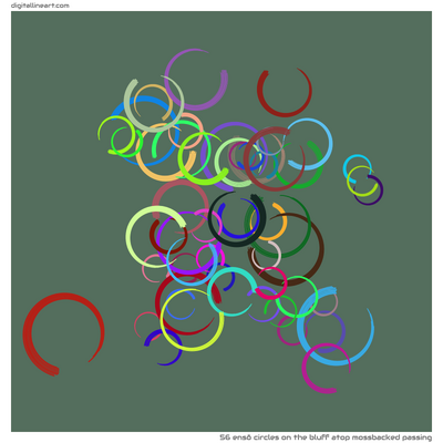 The Bluff atop Mossbacked Passing — 56 ensō circles