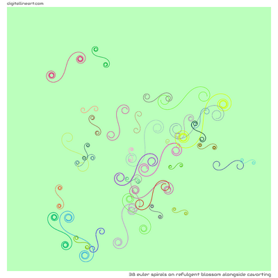 Refulgent Blossom alongside Cavorting — 38 Euler spirals