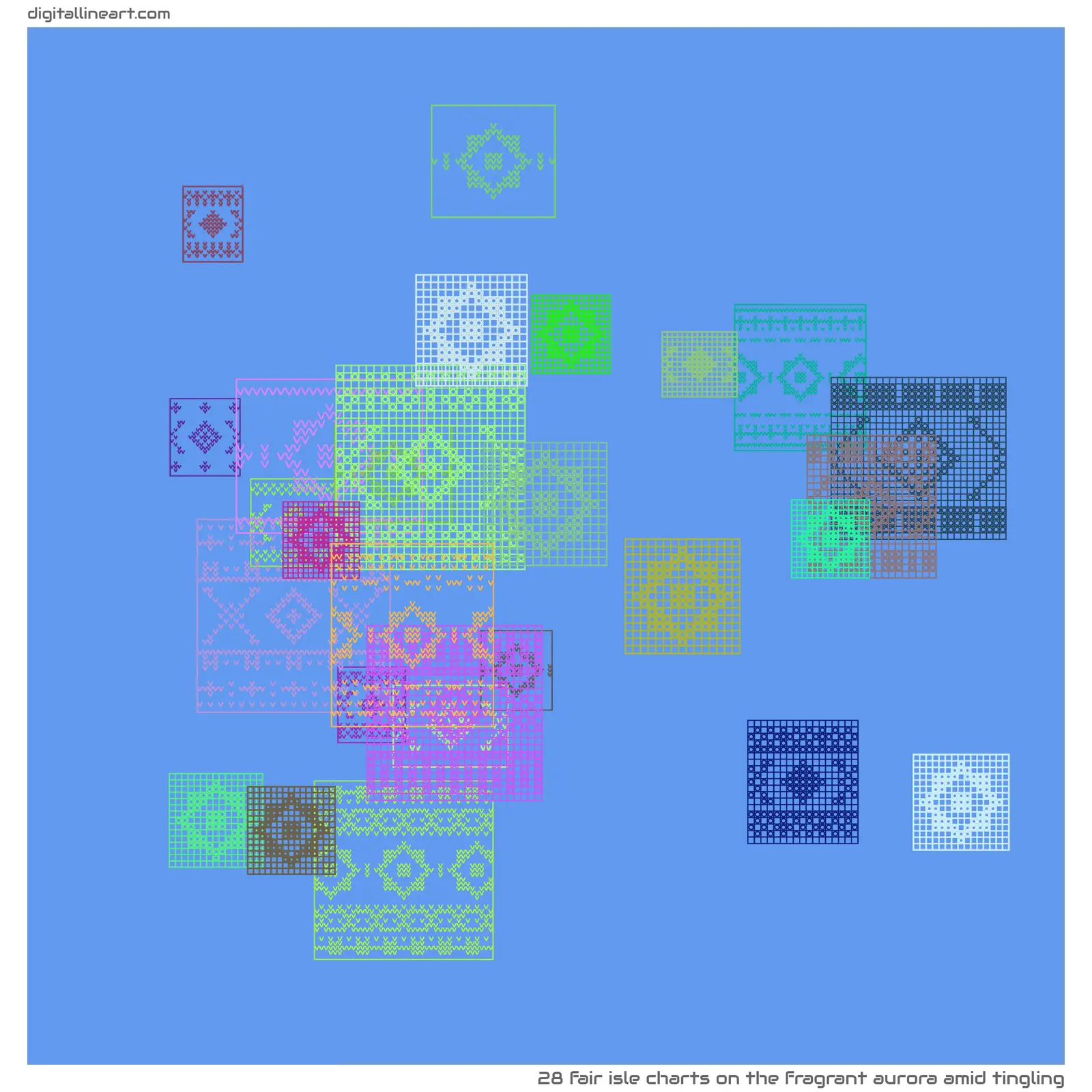 The Fragrant Aurora amid Tingling — 28 fair isle charts