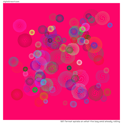 What the Bog amid Steady Rolling — 107 Fermat spirals